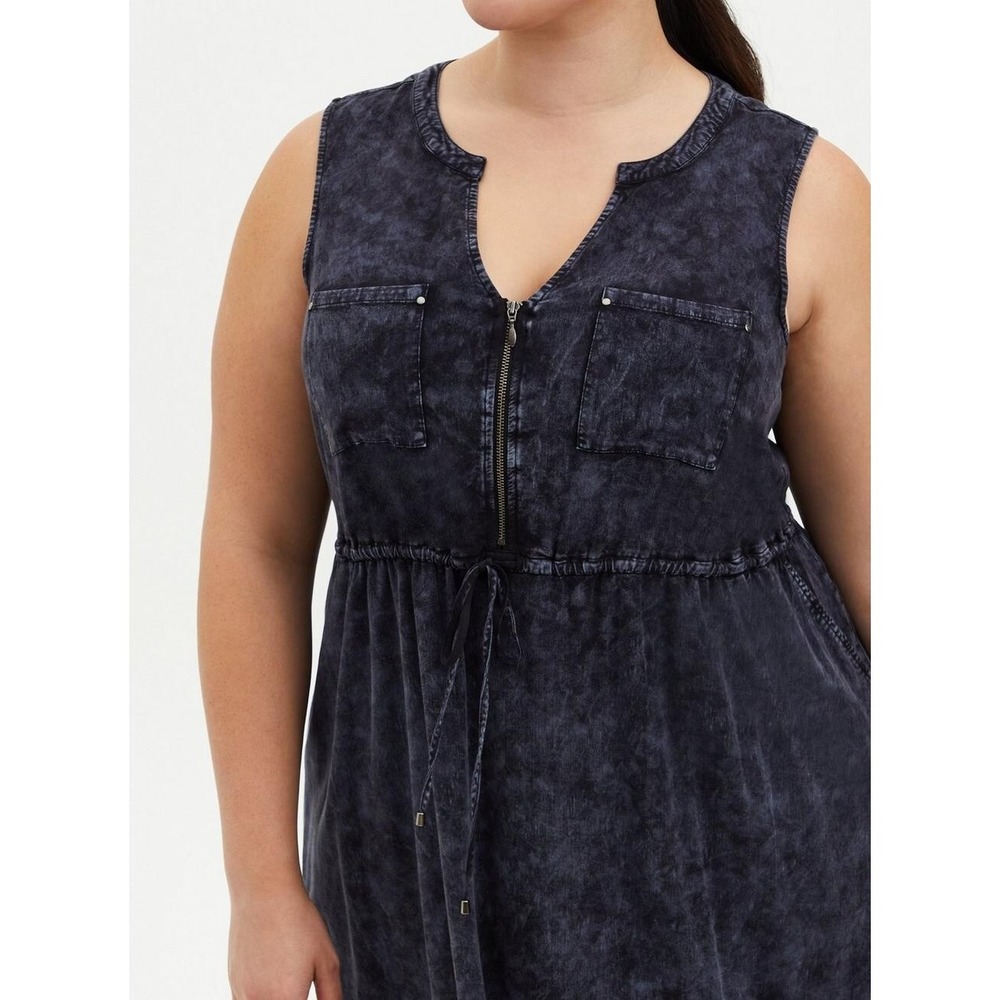 Torrid Mini Challis Zip Front Shirt Dress Tie Dye Gray Plus Size 2 2X Grunge - Picture 4 of 13